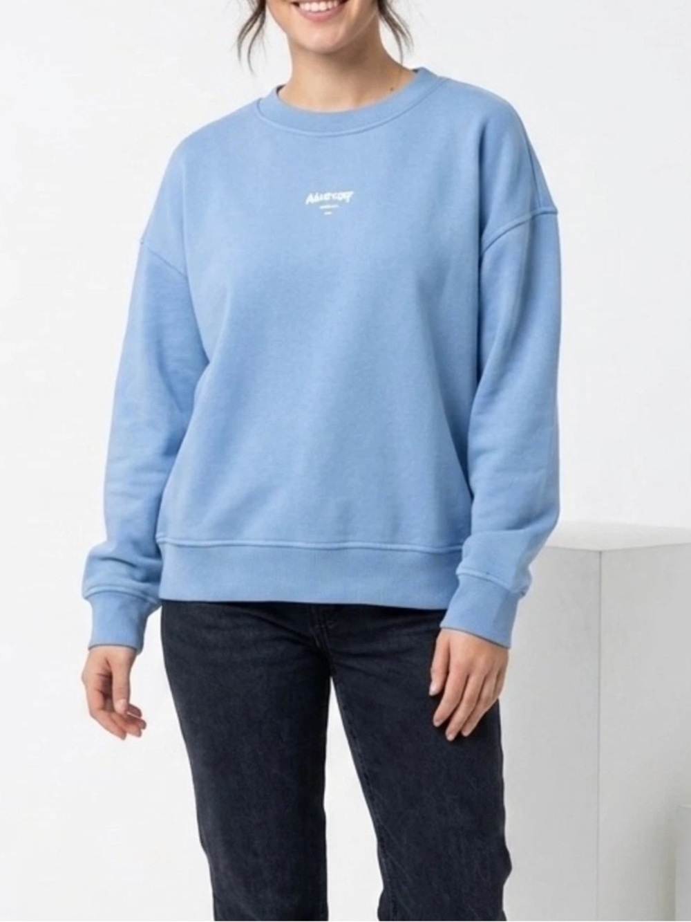 WILO The Label Blue Oversized Crewneck Sweatshirt Pullover Size Large